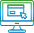 ícone de usabilidade representado por um computador com botões de fácil acesso