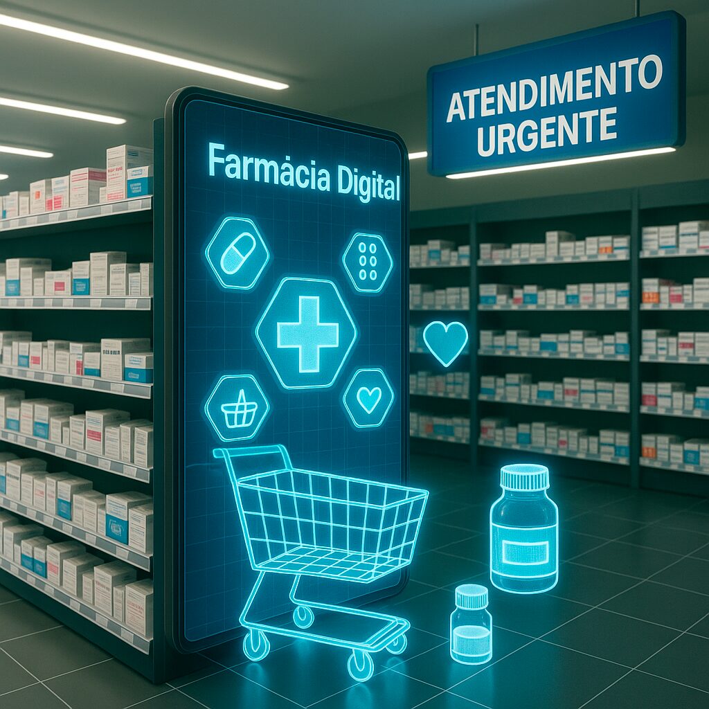 farmácia com toten digital