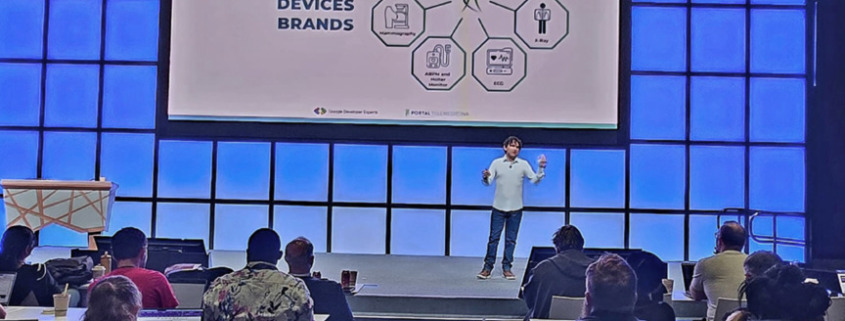 Rafael Figueroa, palestrando no Google I/O