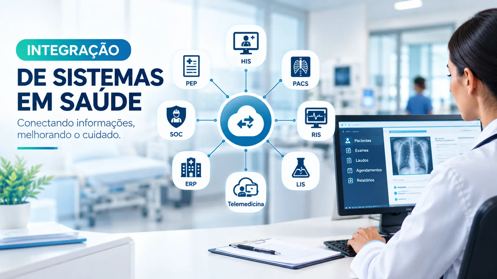 ilustração sobre integração de sistemas de saúde