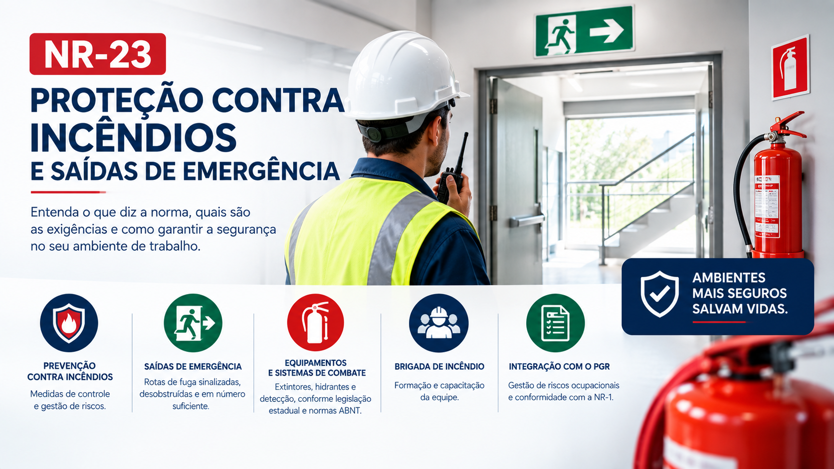 técnico de segurança no trabalho com mensagens de normas e orientações
