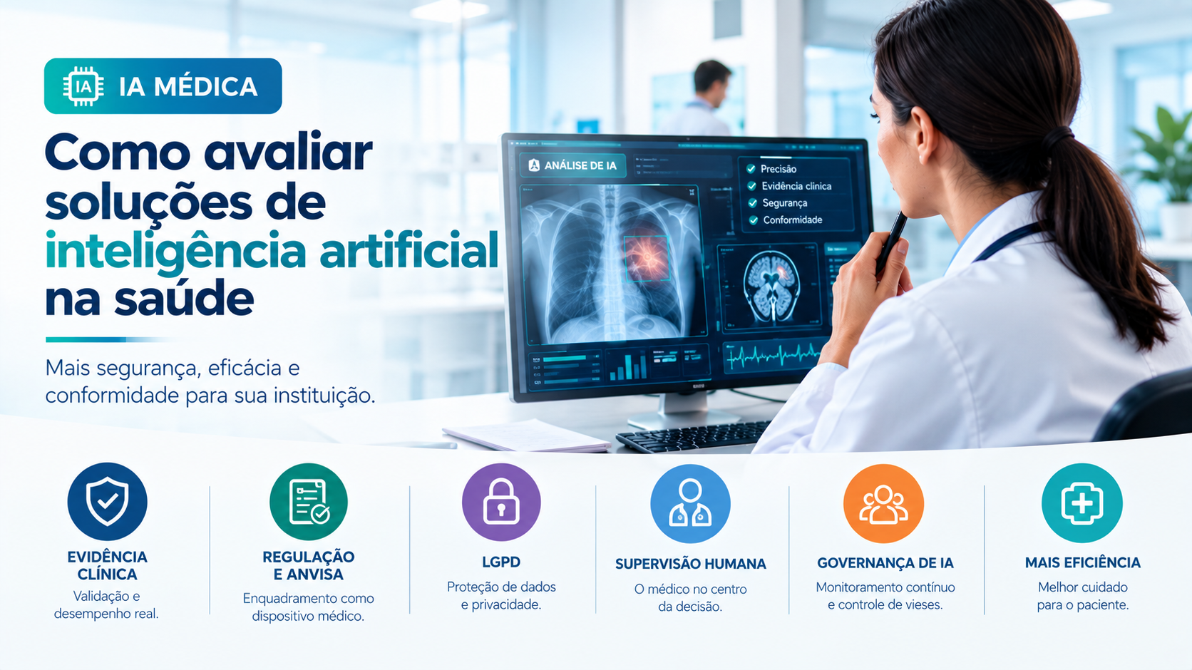 ilustração sobre os cuidados ao selecionar uma IA médica