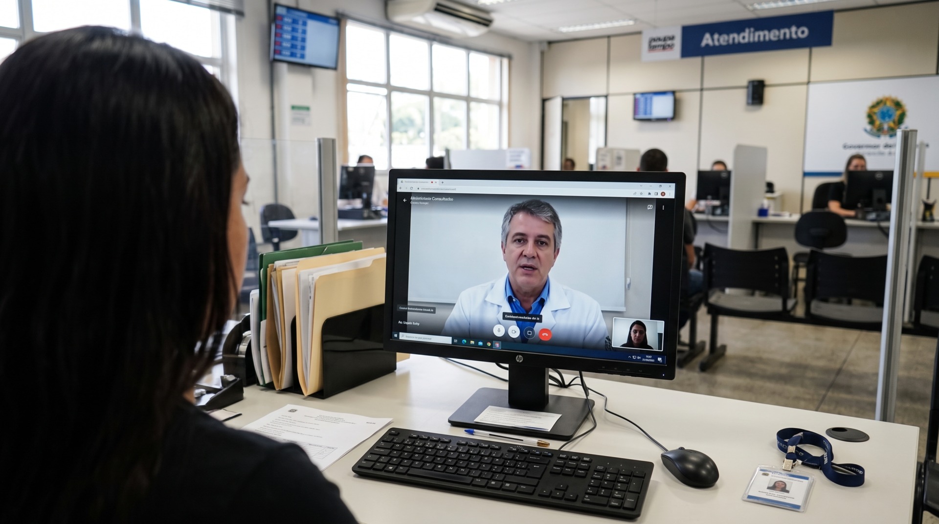 profissional da saúde via telemedicina atendendo paciente